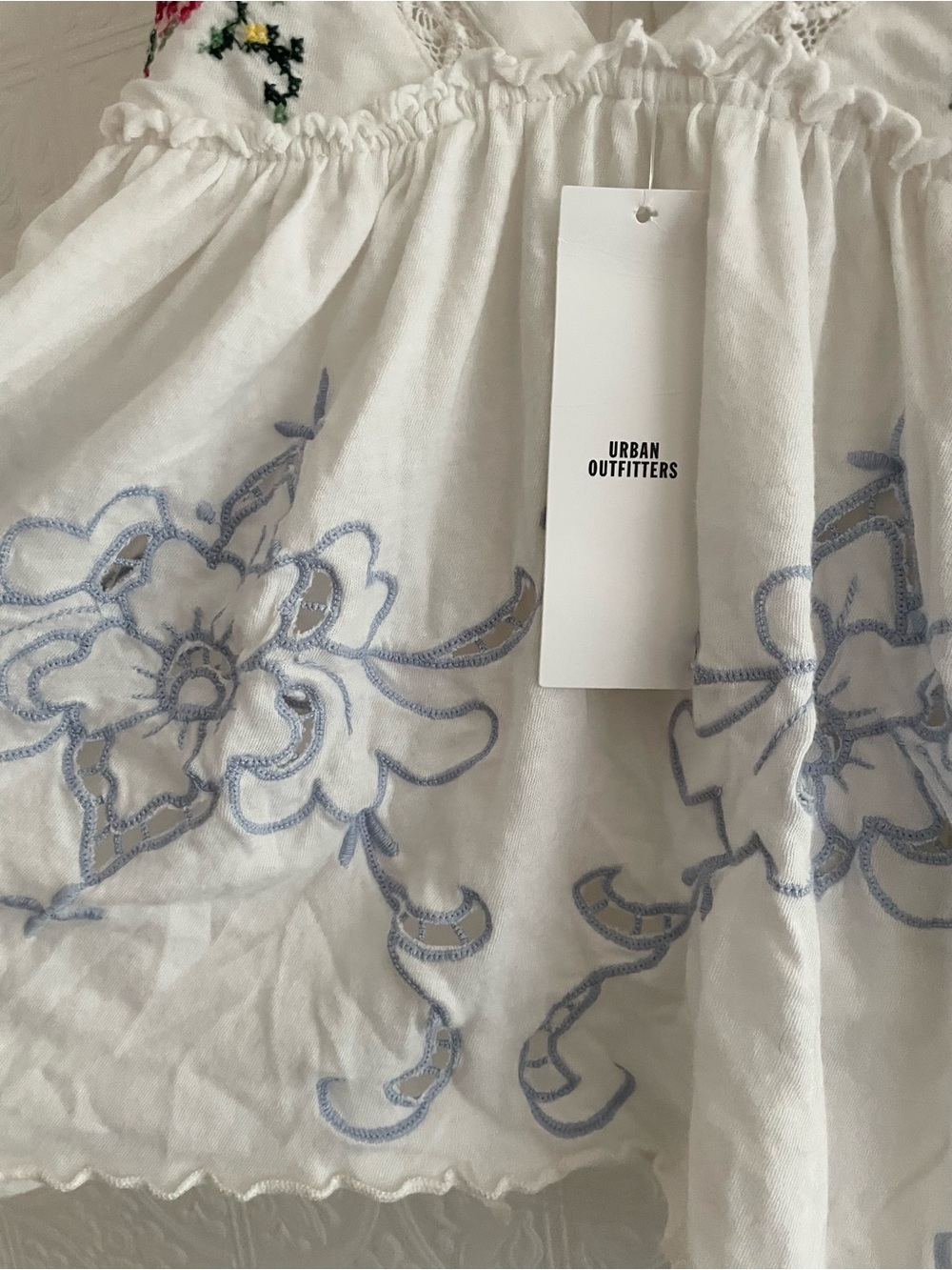 Kimchi Blue White Embroidered Rose Floral Ruffle Babydoll Urban Outfitters - Picture 3 of 5